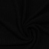 Brushed Viscose Polyester Stretch Rib Knit Fabric, 215 gsm, 160 cm — Black — photo 3