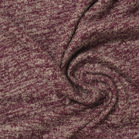Burgundy Marl Chunky Knit, Viscose-Poly, 180 gsm, 155 cm, ref EF-237781
