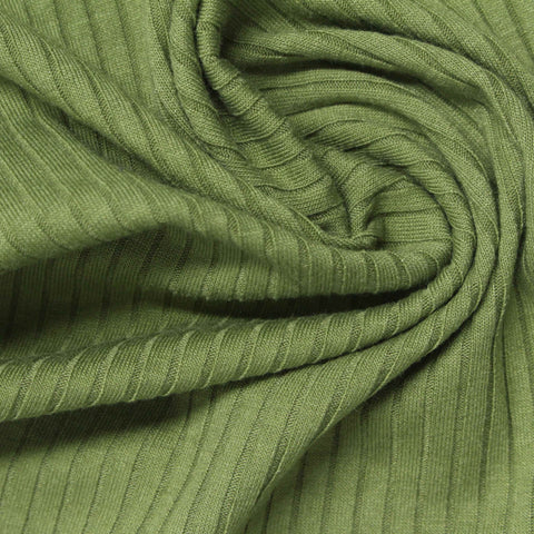 Olive Rib Knit, Poly-Viscose