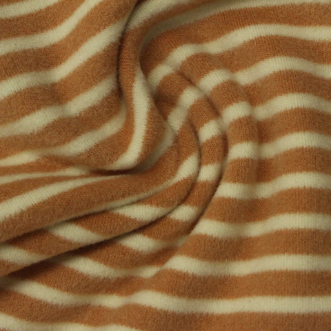 Yarn-Dyed Viscose Acrylic Blend Stretch Interlock Knit Fabric, 340 gsm, 168 cm — Brown