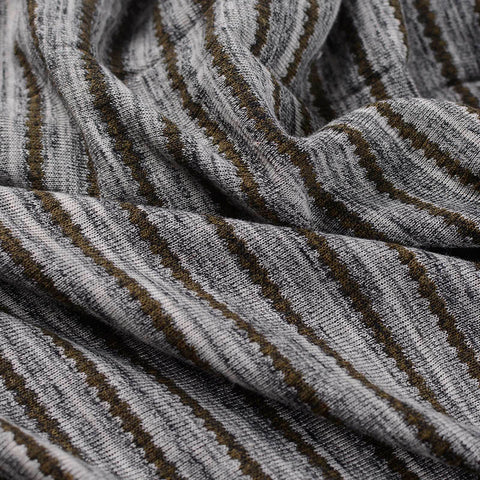 Dark Olive Stripes Jersey Knit, Cotton-Poly