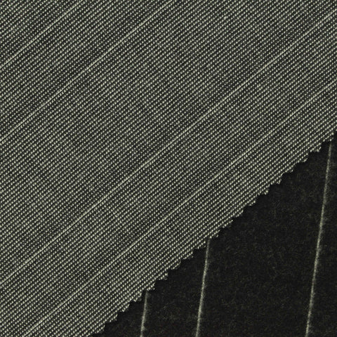 Light Grey Vertical-Stripe Interlock Knit, Viscose-Nylon
