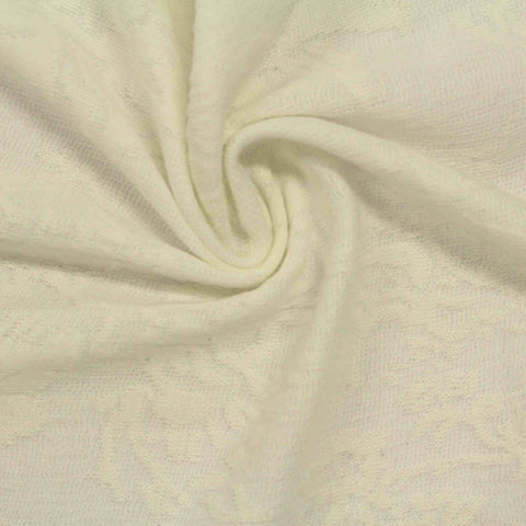 Cream Floral Interlock Knit, Cotton-Poly