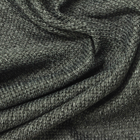Heathered Grey Marl Rib Knit, Polyester, 173 gsm