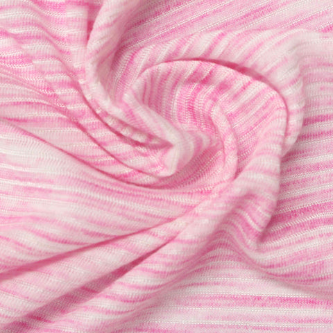 Heathered Pink Horizontal-Stripe Jersey Knit, Poly-Viscose