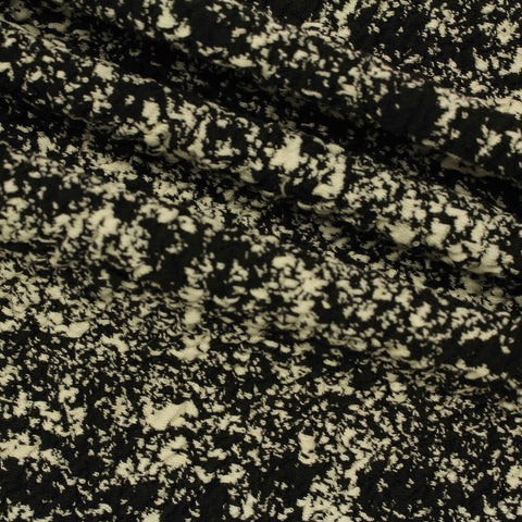 Jacquard Polyester Cotton Stretch Interlock Knit Fabric, 350 gsm, 165 cm — Black