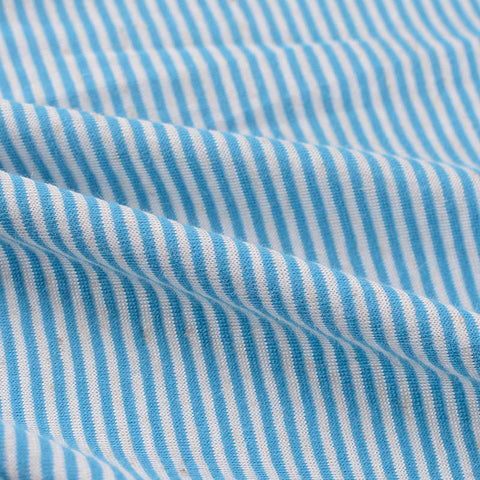Light Blue Horizontal-Stripe Knit, Cotton-Viscose