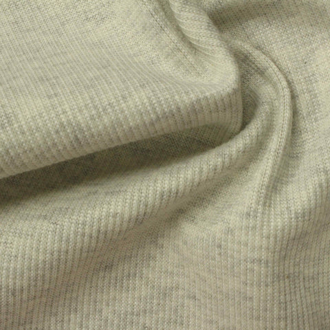 Light Grey Marl Rib Knit, Poly-Cotton, 330 gsm