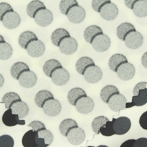 Dark Grey Circles Interlock Knit, Polyester