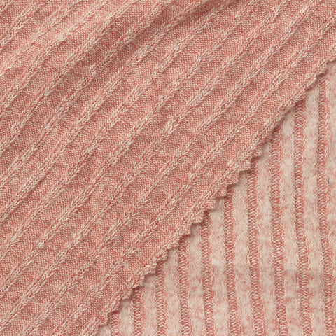 Pink Marl Rib Knit, Viscose-Poly, 165 gsm