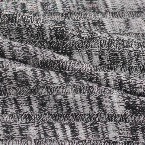 Black Heathered-Marl Rib Knit, Poly-Viscose, 205 gsm