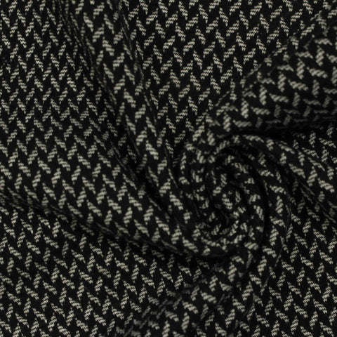 Black Houndstooth Jacquard, Poly-Viscose, 230 gsm
