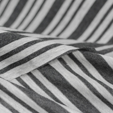 Dark Grey Stripes Jersey Knit, Cotton-Poly, 147 gsm