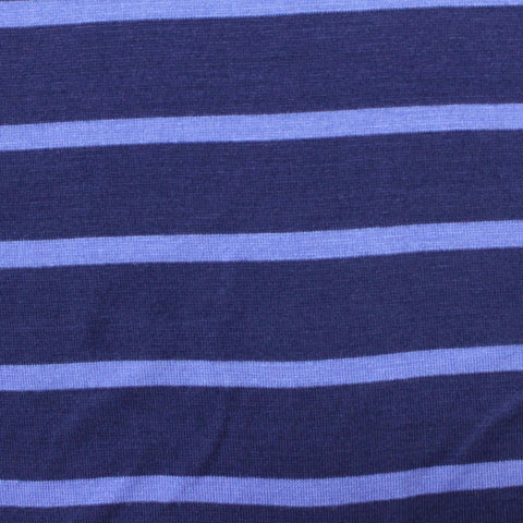 Navy Stripes Jersey Knit, Viscose, 142 gsm