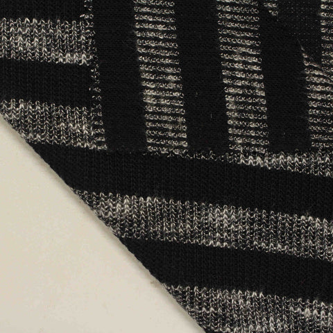 Black Vertical-Stripe Rib Knit, Poly-Viscose, 175 gsm, 168 cm