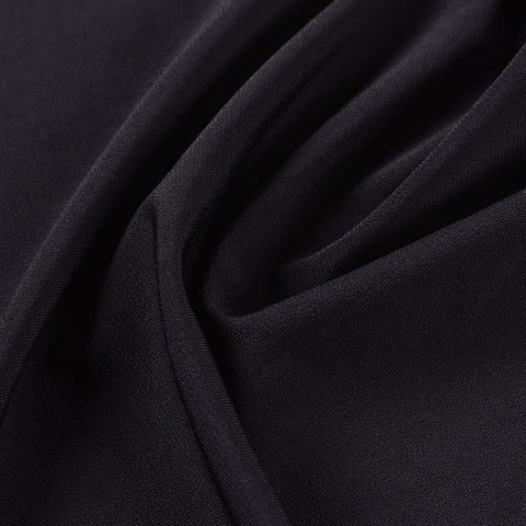 Polyester Stretch Linen-Look Fabric, 230 gsm, 175 cm — Black