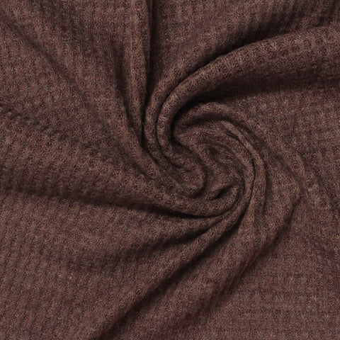 Polyester Viscose Waffle Knit Fabric, 185 gsm, 170 cm — Brown