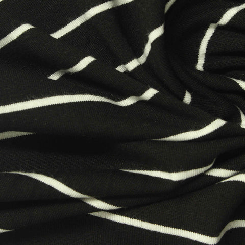 Black Stripes Jersey Knit, Viscose, 250 gsm