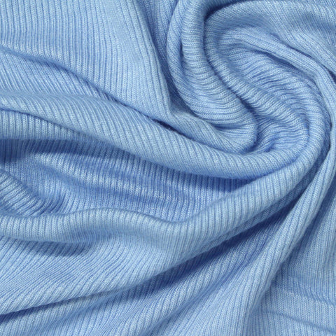 Viscose Stretch Rib Knit Fabric, 200 gsm, 130 cm — Blue, ref EF-258976