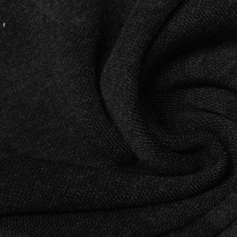 Brushed 100% Polyester French Terry Fabric, 290 gsm, 180 cm — Black