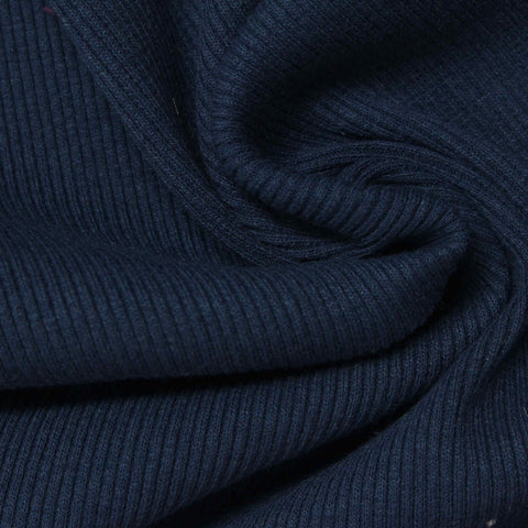 Navy Rib Knit, Cotton-Poly