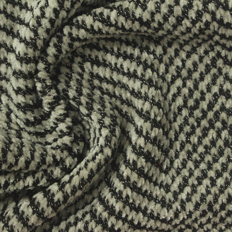 Black Herringbone Chenille, Poly-Metallic