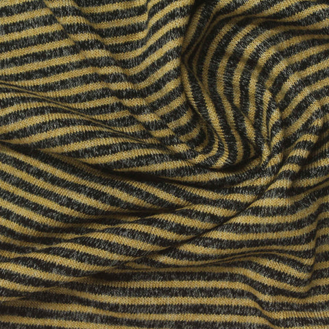Muted Yellow Horizontal-Stripe Knit, Viscose-Poly