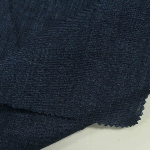 Yarn-Dyed 100% Linen Woven Fabric, 128 gsm — Navy