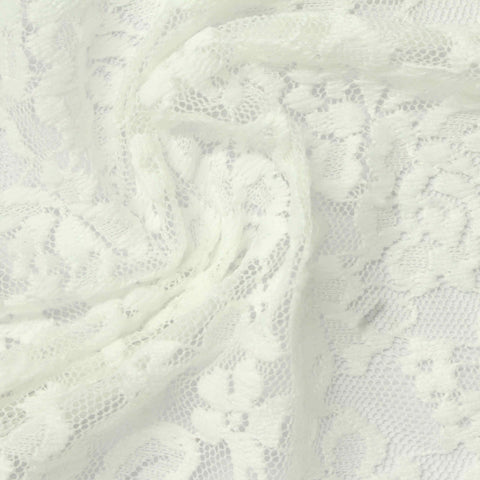 Cream Floral Lace, Nylon, 140 gsm