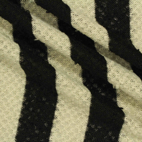 Black Vertical-Stripe French Terry, Polyester