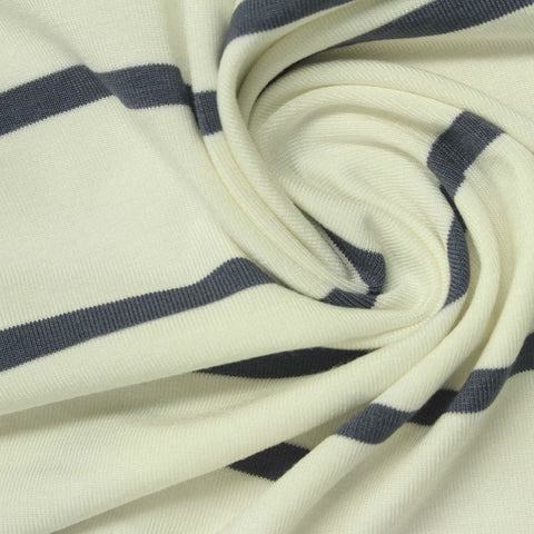 Dark Grey Horizontal-Stripe Jersey Knit, Modal