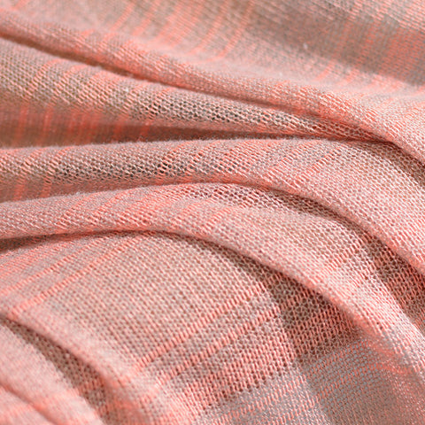 Peach Horizontal-Stripe Chunky Knit, Viscose-Poly