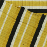 Yellow Horizontal-Stripe Rib Knit, Poly-Cotton — photo 3