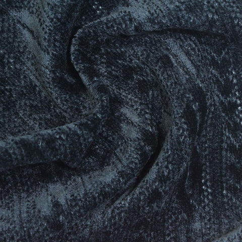 Jacquard 100% Polyester Chenille Fabric, 276 gsm, 186 cm — Navy
