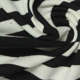 Black Horizontal-Stripe Rib Knit, Poly-Viscose — photo 3