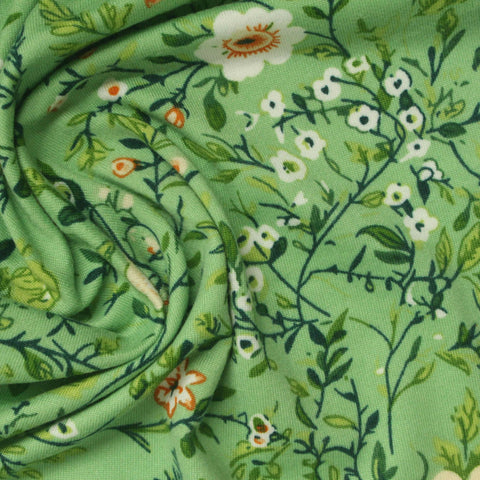 White Fine-Floral Milk Silk Knit, Polyester