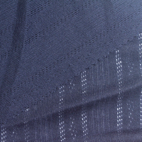 Navy Openwork-Stripe Rib Knit, Polyester