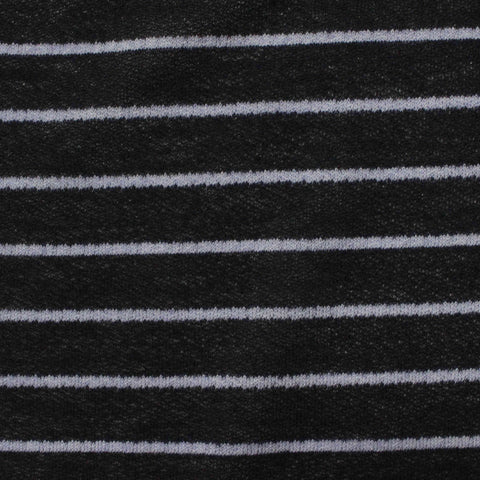 Black Horizontal-Stripe Jersey Knit, Poly-Viscose, 124 gsm