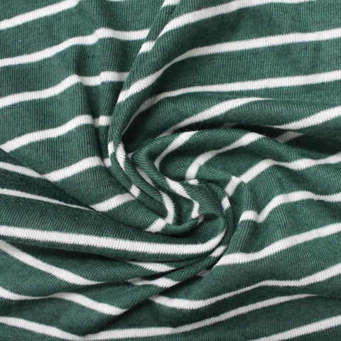 Green Horizontal-Stripe Rib Knit, Poly-Cotton