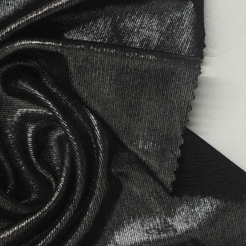 Black Marl Rib Knit, Polyester, 230 gsm