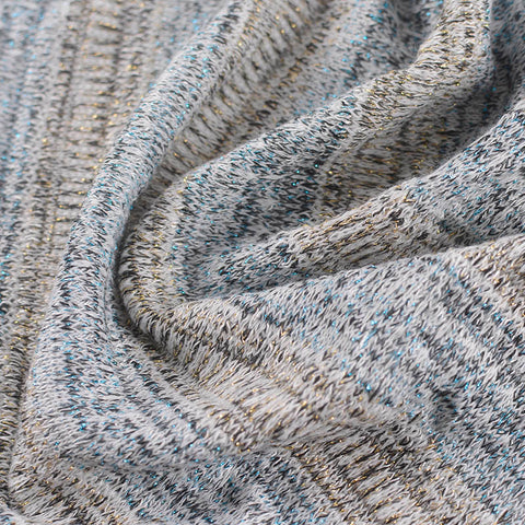 Marled Blue Horizontal-Stripe Chunky Knit, Poly-Viscose