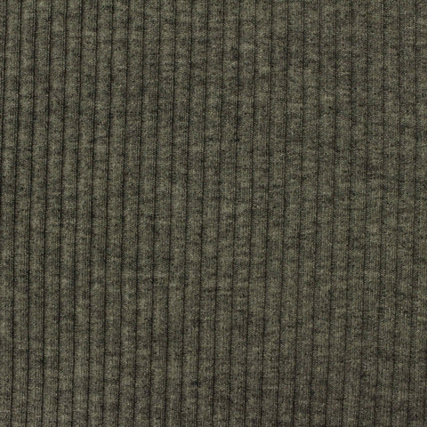 Heather Viscose Stretch Rib Knit Fabric, 210 gsm, 150 cm — Green