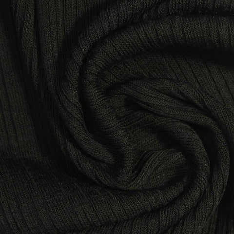 Tencel Lyocell Stretch Rib Knit Fabric, 290 gsm, 140 cm — Black
