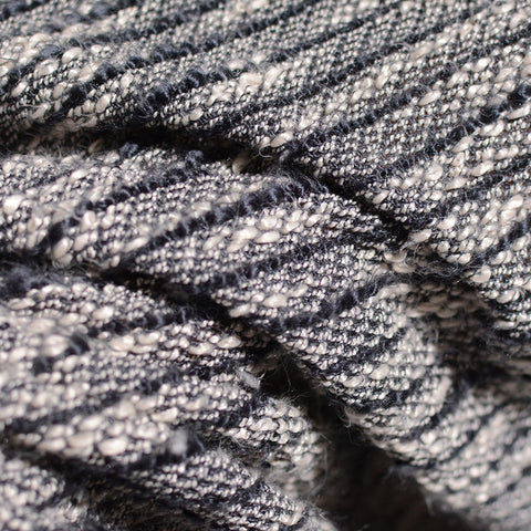 Dark Grey Textured-Stripe French Terry