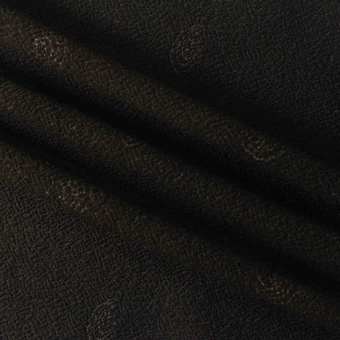 Black Tone-on-Tone Paisley Jacquard, Viscose-Nylon