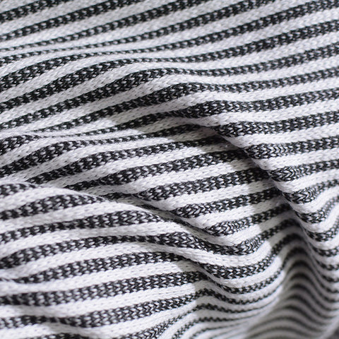 Black Horizontal-Stripe Knit, Poly-Cotton, 270 gsm