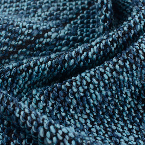 Dark Blue Horizontal-Stripe Chunky Knit, Polyester, 375 gsm