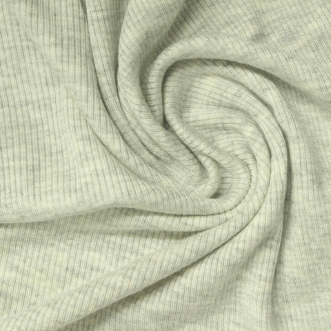 Light Grey Marl Rib Knit, Viscose, 240 gsm, 120 cm