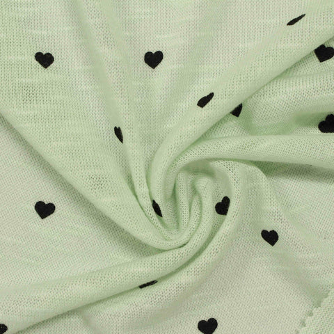 Black Hearts Knit, Poly-Viscose, 180 gsm