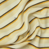 Cream Horizontal-Stripe Piqué Knit, Cotton — photo 3